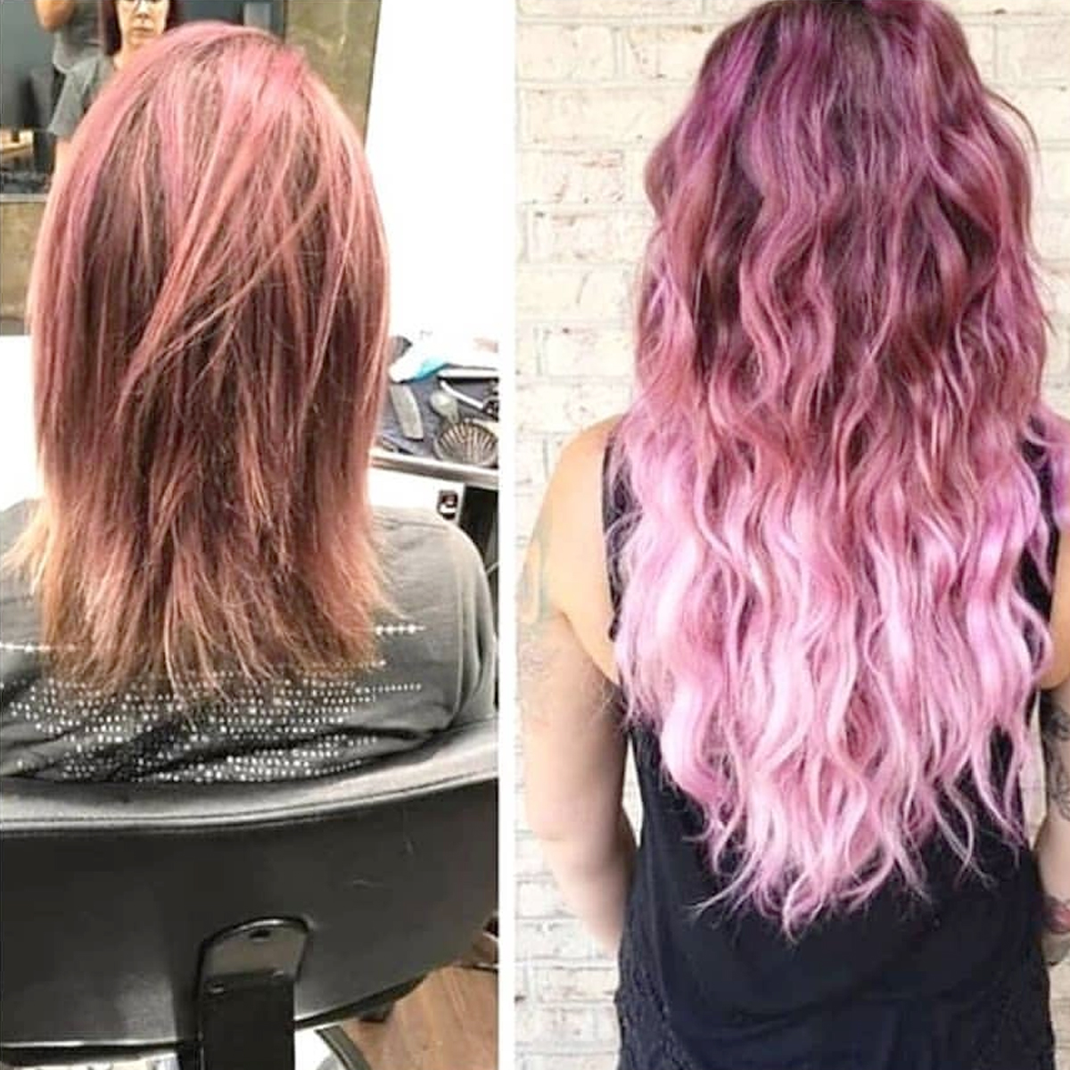 Pink Curly Hair Extensions (Head)